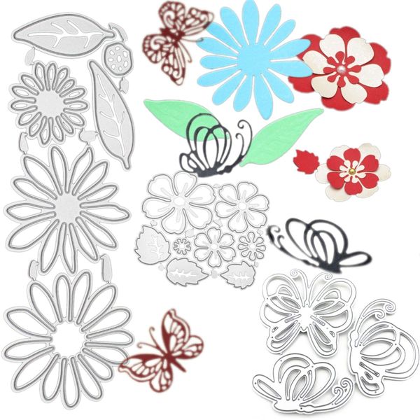 Stanzschablone blumen Schmettering metall Scrapbooking Prägeschablonen Stanzformen Schablonen Für Scrapbooking, Fotopapier, Karten, Handwerk Prägen DIY Geburtstag Geschenk (Blumen set A)