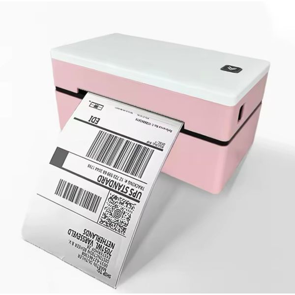 Bluetooth Thermal Label Printer, 4x6 inch, 150mm/s Print Speed, Compatible with iOS/Android/Windows/Mac, Pink and White