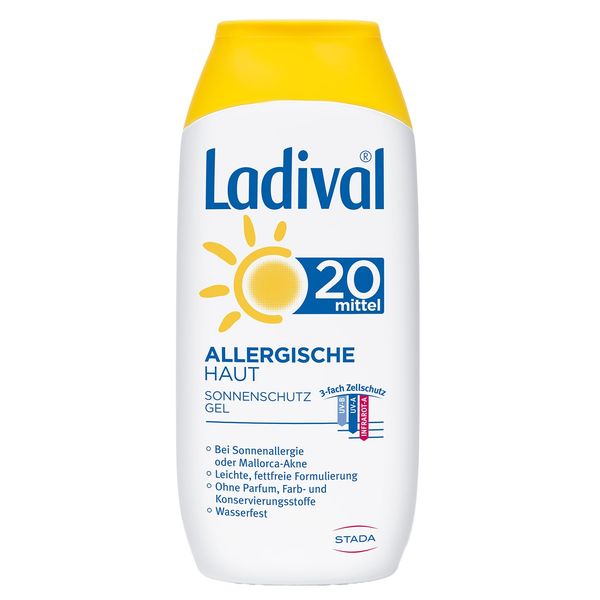 Ladival Allergische Haut Sonnenschutz Gel LSF 20 – Parfümfreies Sonnengel für Allergiker – ohne Farb und Konservierungsstoffe – wasserfest – 1 x 200 ml