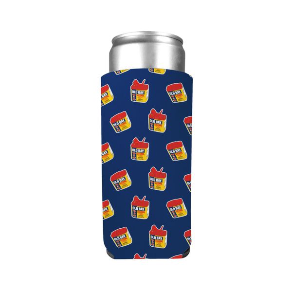 OLD BAY 3-D Can Pattern (Blue) / Slim Can Cooler - 10/$6 Each / Blue