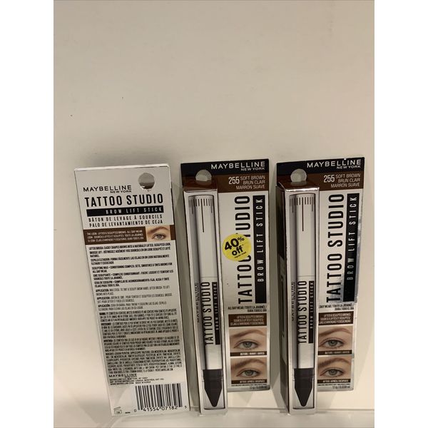 Maybelline New York Tattoo Studio Brow Lift Stick #255 Soft Brown 3Pk (EYE BROW)