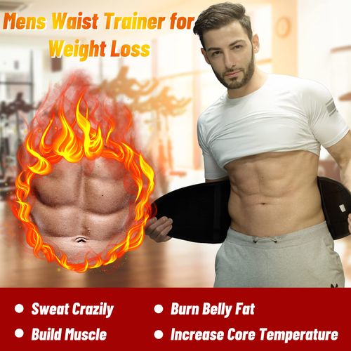 ABZON Mens Waist Trainer Neoprene Waist Trainer for Men Tummy Control Sweat Belt and Lumbar Support. Black
