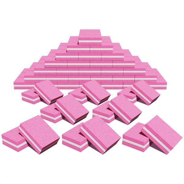 Mini Nail Buffer Blocks, Professional Nail Sanding Blocks for Gel Natural Nails, Nail Buffing Block Manicure Tools(Pink)