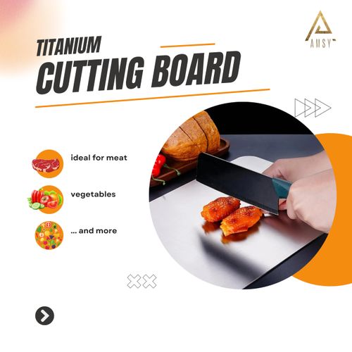 Titanium Cutting Board - Titanium Cutting Mat for Kitchen (13 * 9 Inches), Dishwasher Safe Metal Chopping Board, Crack-Resistant Kitchen Cutting Board, Easy to Clean Kitchen Gadget