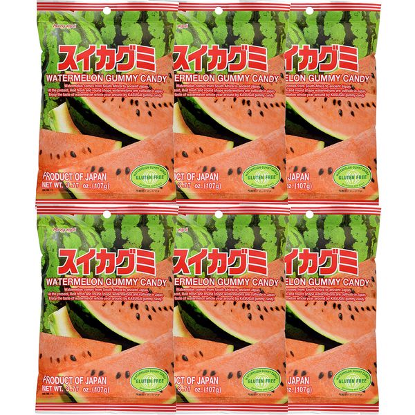Kasugai Watermelon Gummy Candy 3.77oz (6 Pack)