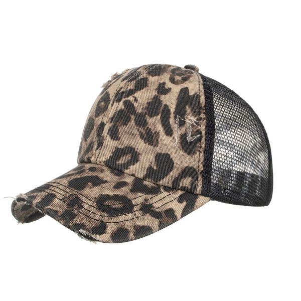 Ruicheng Pferdeschwanz Cap Damen Sommer Mesh Baseball Cap Basecap Atmungsaktiv Sonnenhut Kappe (BraunLeopard)