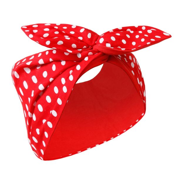 Huachi Red and White Polka Dot Bandana Headband with Bow Wide Headbands for Women 50s Head Bands Halloween Costume Cherry Hair Accessories