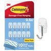 Command CL067-10NA Plastic Small Wire, 10 Hooks, 12 Strips-Easy to Open Packaging, Organize Damage-Free, Clear, Silver