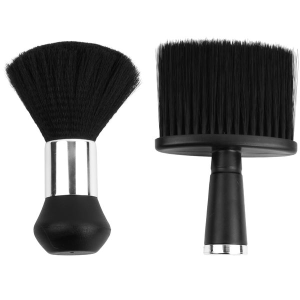 Anseom 2 Pieces Neck Duster Barber Brush, Hair Salon Neck Brush with Plastic Handle of Dense Fibre Bristles, Black Soft Salon Shaving Brush Barber Accessories for Salon Hairdressing Remove Hair