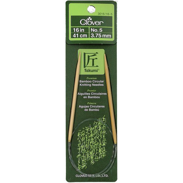 Clover 3016/16-05 Takumi Bamboo Circular 16-Inch Knitting Needles, Size 5