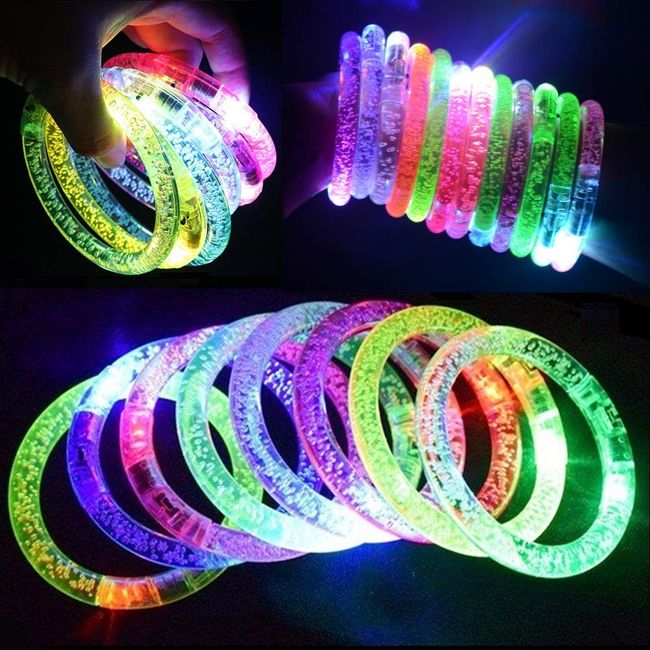 M.best 12pcs Glow Bracelets with 12pcs Spare Batteries Glow in The Dark Bracelets Toys for Party Favors