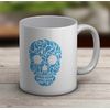 Shopagift Light Blue Skull White 11oz Large Mug Gift Cup