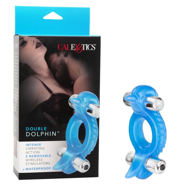 Double Dolphin Enhancer Ring With 2 Multispeed Bullets Blue