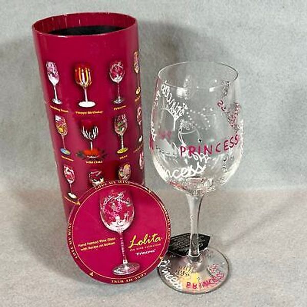 Lolita Collectible Princess Wine Glass Hand Painted with Bling 15 oz