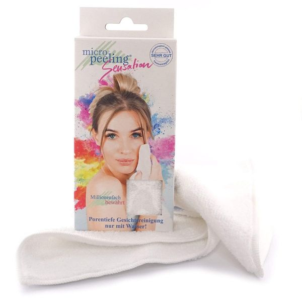Micro Peeling Sensation Facial cleansing cloth made of the finest microfiber, 25 x 30 cm, white