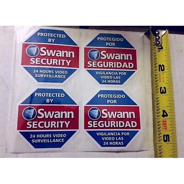 4 Swann 2.5" Sticker Decals Video Security Camera Door Window English & Spanish