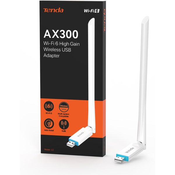 Tenda AX300 Wi-Fi 6 Entry Level Only 2.4GHz Wi-Fi Dongle – High Gain Antenna AP Mode Easy Setup USB Adapter for PC, Desktop and Laptop – Plug & Play – Supports Windows7/10/11/Linux3.1+/UOS (U2)