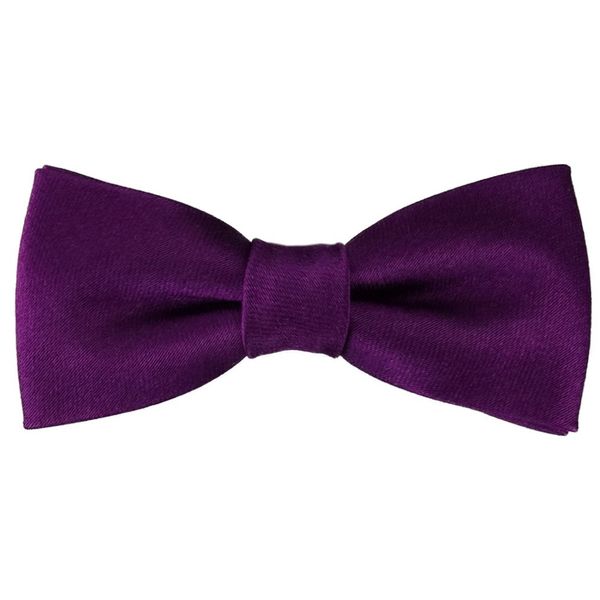 Baby Plain Silk Bow Tie, Elasticated Plain 29 bis 40 cm Neck Circumference Adjustable + Storage Box - purple
