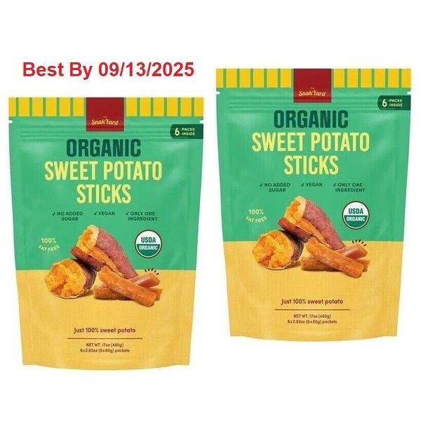 2-PACK The SnakYard Organic Sweet Potato Sticks 17 Oz (6 count) each pack