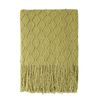 BOURINA Textured Solid Soft Sofa Throw Couch Cover Knitted Decorative Blanket,Olive Green, 152x203cm