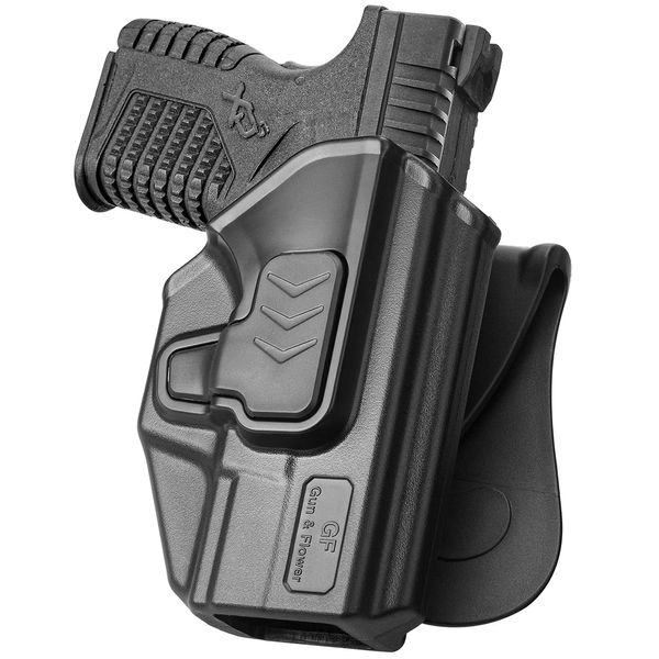 Gun&Flower Springfield XD-S Holster, OWB Paddle Holster Fit Springfield XD-S 9mm/.40 S&W 3.3" Barrel. (Not for Mod Series) Outside Waistband Carry Holster, Index Finger Release-Right Hand