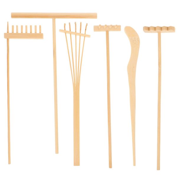 EXCEART Bamboo Rake Mini Rake Bamboo Bonsai Potted Plant Bamboo Rake Mini Zen Garden Tool Feng Shui Fallen Leaves 6pcs