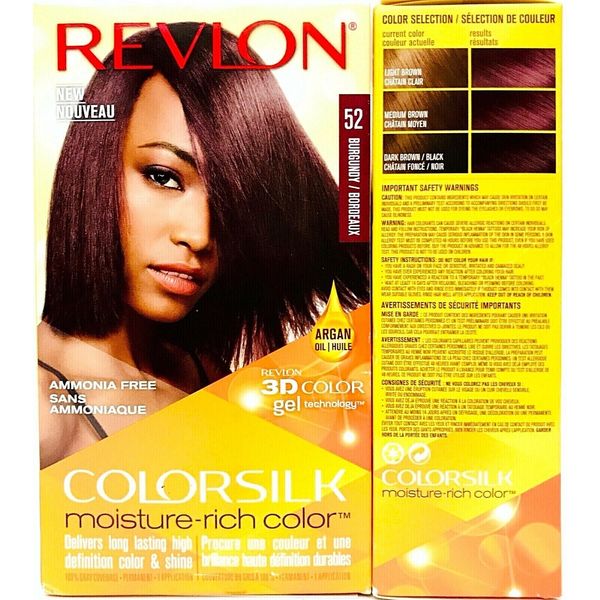 2 Ct Revlon Colorsilk 52 Burgundy Argan Oil Moisture Rich 3D Color Gel Hair Dye