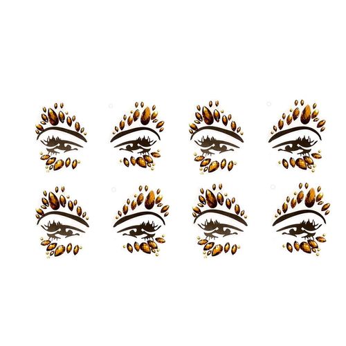Face Glitter Jewels Gemstone Sticker Makeup for Party Festival Shows Set of 4 BF1012 Gold