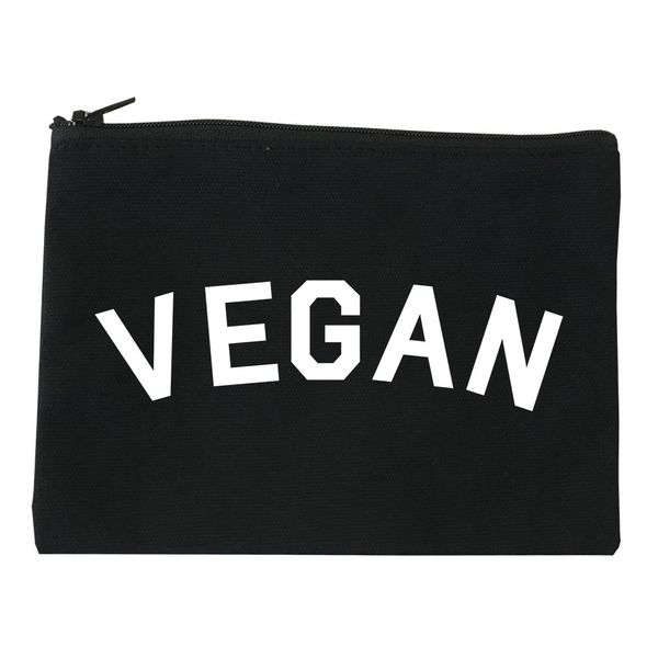 VEGAN Simple Vegetarian Cosmetic Makeup Bag Black Large
