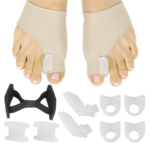 ViveSole Bunion Corrector For Women and Relief Kit (11 Pcs)-Protector Sleeve for Hammer Toe & Foot Pain-Orthopedic Spacer Brace Guard-Hallux Valgus Splint, Big Joint Straightener & Separator Treatment