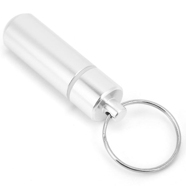 Waterproof Aluminium Pill Box Keychain Organizer, Compact Pill Holder Case for Travel, Suitable for Outdoor Enthusiasts, Silver