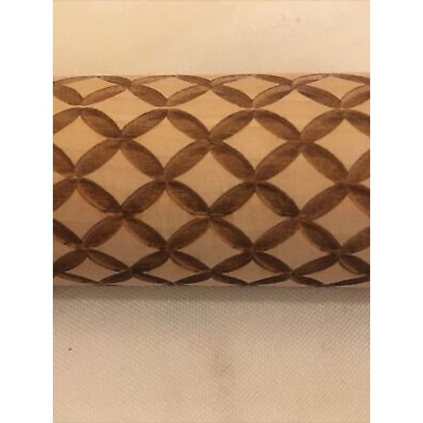 Environmental Health Rolling Pin Natural Wood Scandinavian Crosshatch Embossed