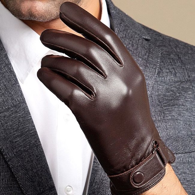 Men Motorcycle Gloves Geniune Leather Warm Winter Cold Weather Full Finger  Glove
