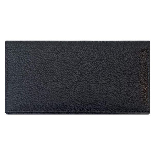 Black Basic Genuine Leather Checkbook Cover For Men & Women