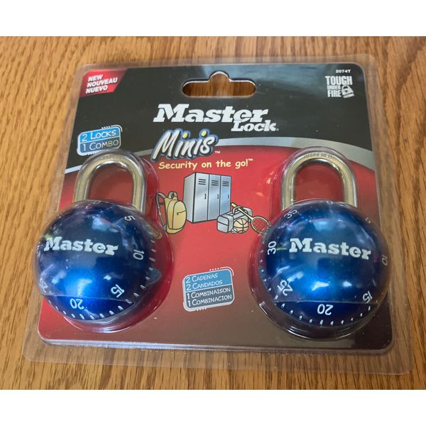 Two Blue Master Lock One Combination, Locks Mini Sports Ball Metal "NEW" Nice