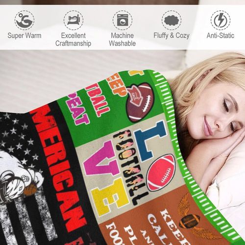 American Football Blanket Soft Plush Flannel Throws Blanket for Sofa Bed Couch Mom Throw Blanket 60"X50" M8