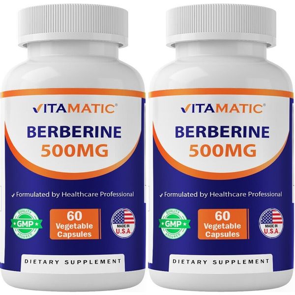 2 Pack- Vitamatic Berberine Supplement 500mg - 60 Vegetable Capsules