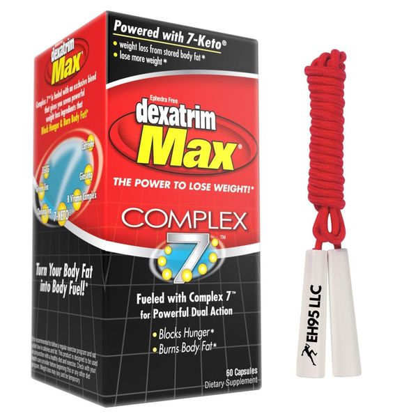 EH95 LLC Stacker Dexatrim Max Complex-7 Capsules 60 Count - Jump Rope Included