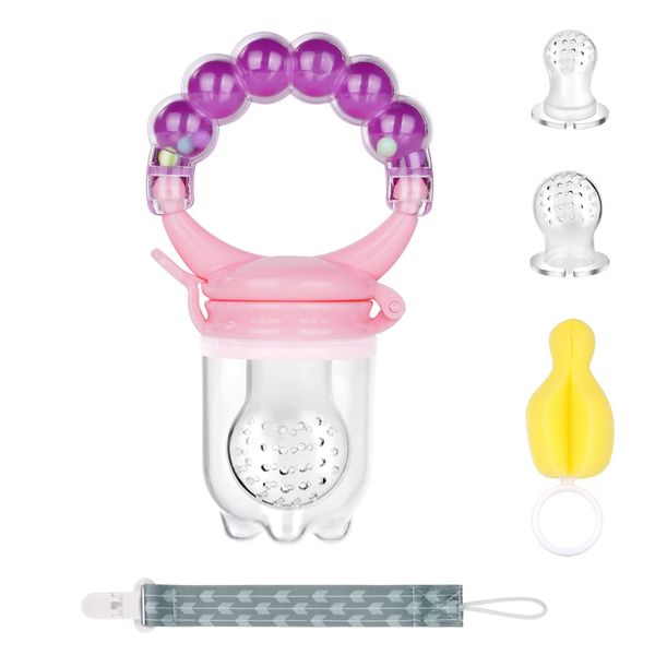 Vicloon Baby Food Feeder Set,Silicone Teething Pacifiers Fresh Fruit Feeder, Baby Food Feeder Fruit Feeder Set, Infant Teething Toys Teether for Baby, Pacifier Feeder Baby Supplies Toys