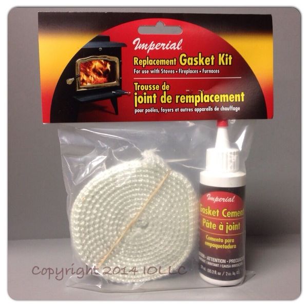 Imperial 7 Ft 1/8" x 3/4" Wood Pellet Stove Door Flat Gasket w Cement Glue 0011