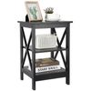 End Table Sofa 24 Inch X-Design Side End Storage Shelf Black