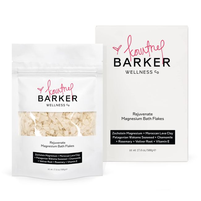 Kourtney x Barker Wellness - Rejuvenate Magnesium Bath Flakes | Soothe Muscles, Hydrate Skin, Natural Relaxation with Antioxidants and Essential Oils (17.6 oz)