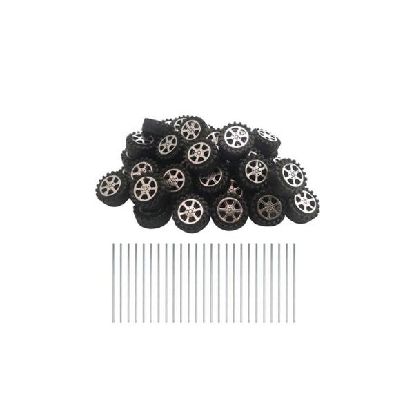 Milisten Vehicle Toys Vehicle Toys Toy Car Wheels Axles Miniature Roll Shaft Toys Wheel Round Rod Axles for DIY Craft RC Car Truck Replacement Parts (50pcs wheel+ 25pcs axle) Car Models Cars Toy