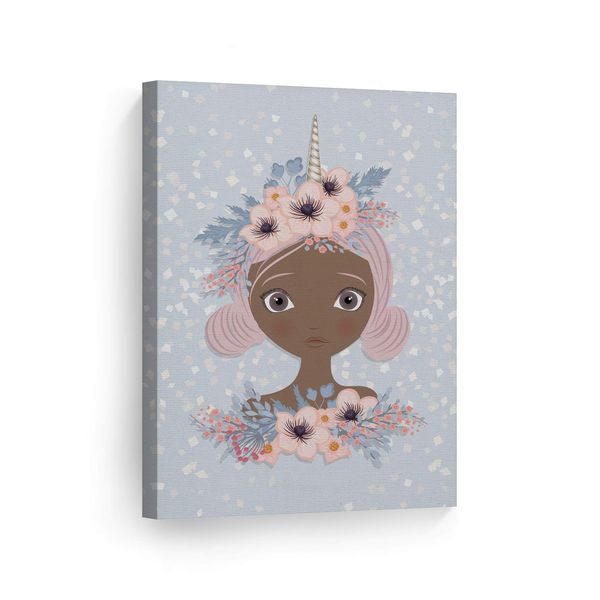 Smile Art Design African American Art Unicorn Girl Wall Decor Unicorn Gift Canvas Print Kids Room Decor Wall Art Baby Room Decor Nursery Decor Ready to Hang Made in The USA- 28x19