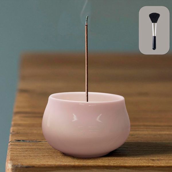 Nannlia Incense Burner, Stylish Mini Buddhist Altar, Ceramic Incense Holder, Incense Holder, Simple (Pink)