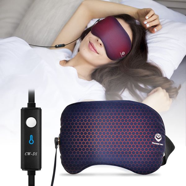 GRAPHENE TIMES Heated Eye Mask, USB Eye Mask for Dry Eyes with 3 Levels Temperature Control, Warm Eye Compress Heating Pad for Sleep, Dry Eyes, Blepharitis, Dark Circles, MGD, Stye Eyes and Puffy Eyes