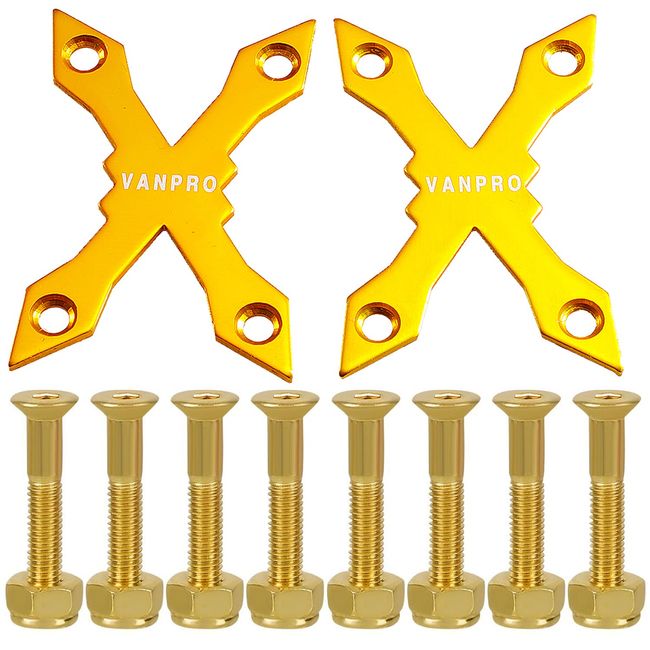 VanPro Skateboard Longboard Anti-sink Screw Gasket Prevent Sag Accessories (Snow Gold, 2 Pack of 2) (Gold, 4 Holes Pointed Corner Outside)..