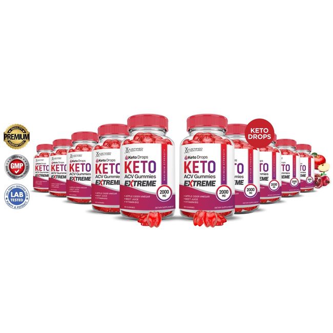 Keto Drops Keto Extreme ACV Gummies 2000MG Apple Cider Vinegar 600 Gummys