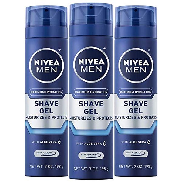 NIVEA MEN Maximum Hydration Shave Gel with Aloe Vera and Provitamin B5, 3 Pack of 7 Oz Cans