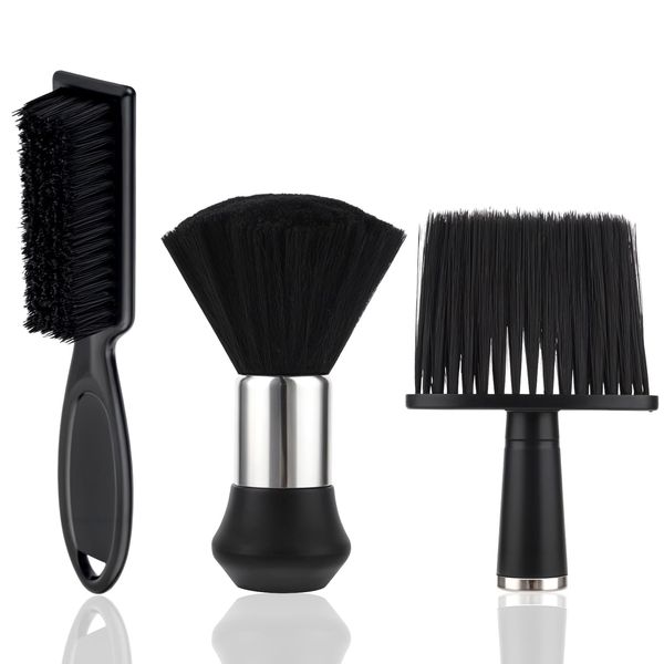 JIYIN 3 Stück Nackenpinsel set, Friseurbürste Friseur Bürste Friseur Haarpinsel Barbierbürst Friseur Zubehör für Abbürsten Haaren um Hals und Ohren